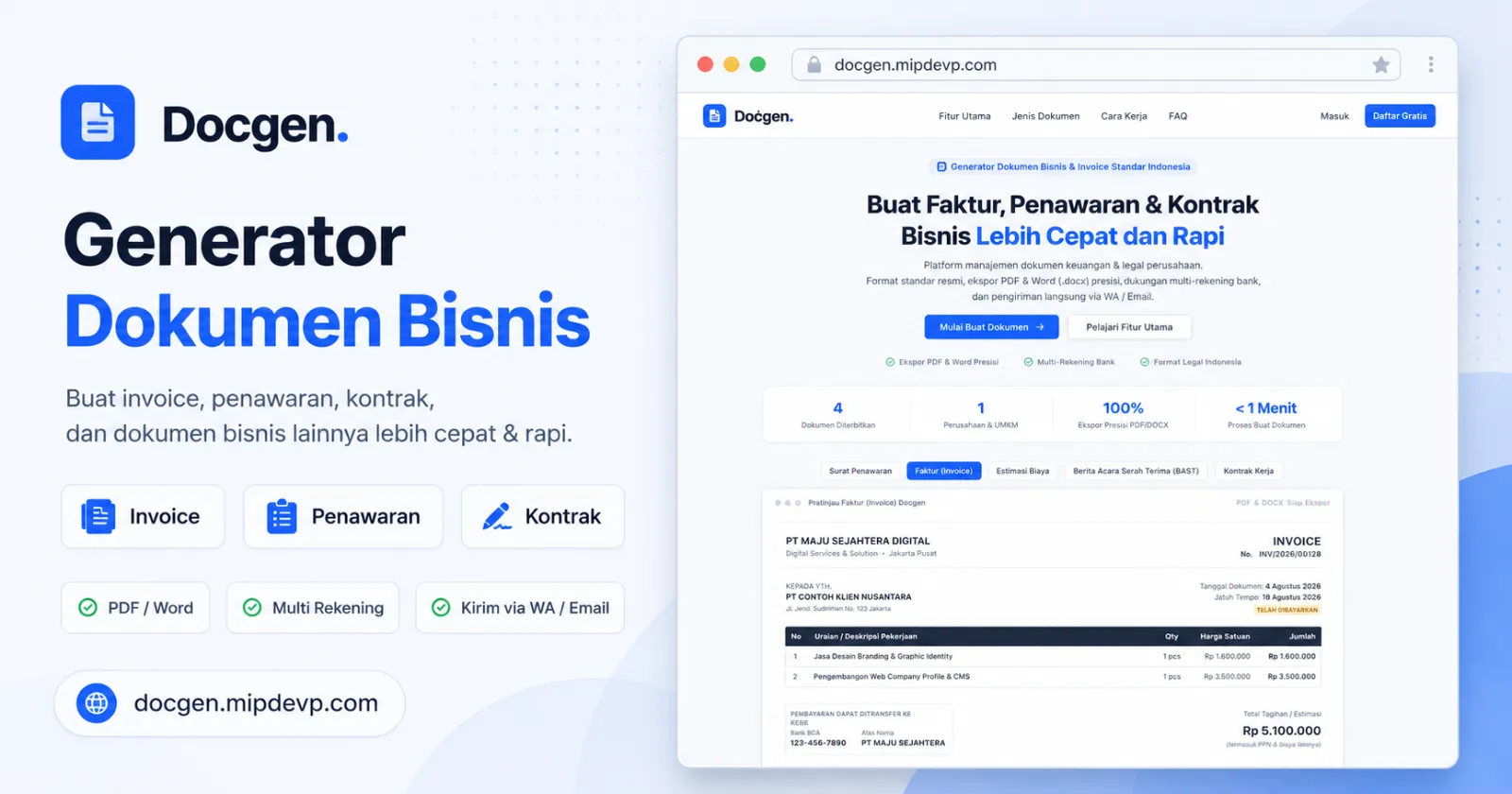 Docgen - Generator Dokumen Bisnis & Invoice Standar Indonesia